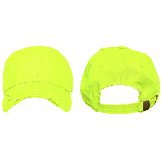 Safety Yellow - Blank Distressed Dad Hat (Baseball Cap)