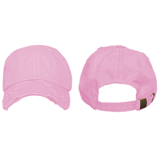 Light Pink - Blank Distressed Dad Hat (Baseball Cap)