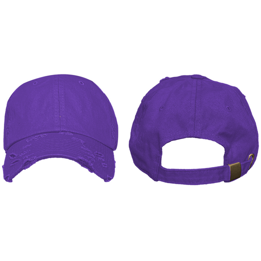 Purple - Blank Distressed Dad Hat (Baseball Cap)