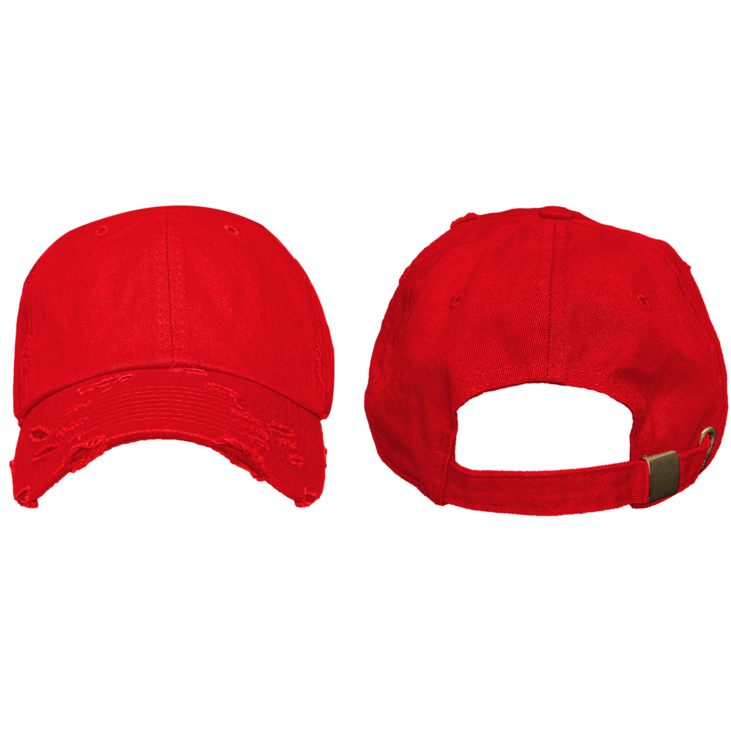 Red - Blank Distressed Dad Hat (Baseball Cap)
