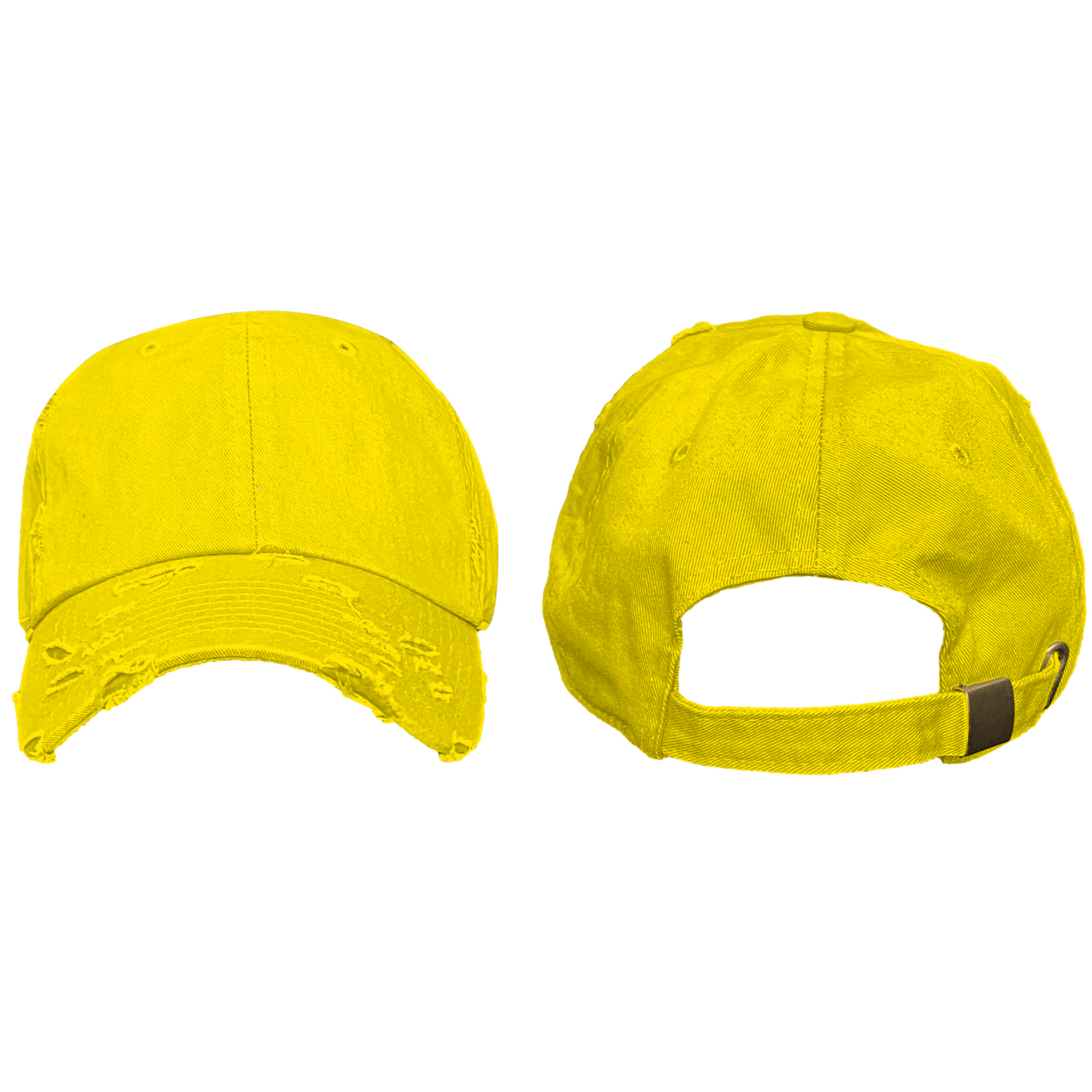 Blank Dad Hat - Yellow Distressed Baseball Cap